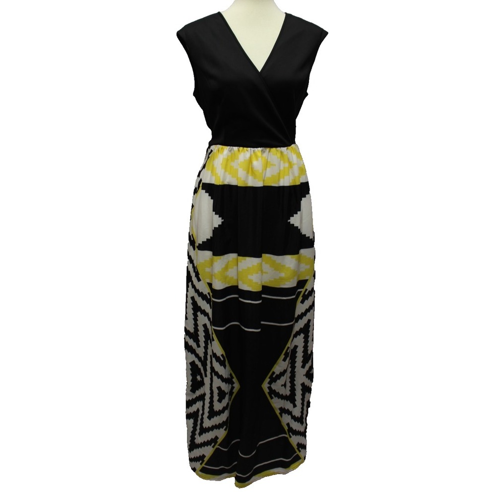 Ellen Tracy Women Maxi Dress 10 Long Sleeveless Belted Wrap Cross-Over
